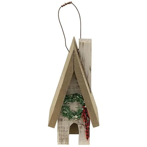 Christmas Baking Fun Primitive Town House w/ Wreath (Pack of 4)