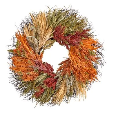 26" Fall Sorghum Harvest Autumn Artificial Wreath