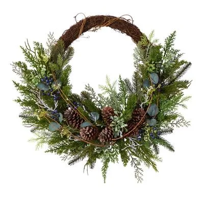 Christmas Classic Festivities 30" Pine and Pinecone Artificial Christmas Wreath on Twig Ring