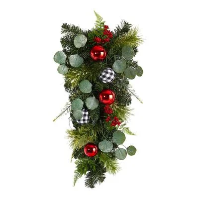 26" Holiday Christmas Greenery Ornament Artificial Swag