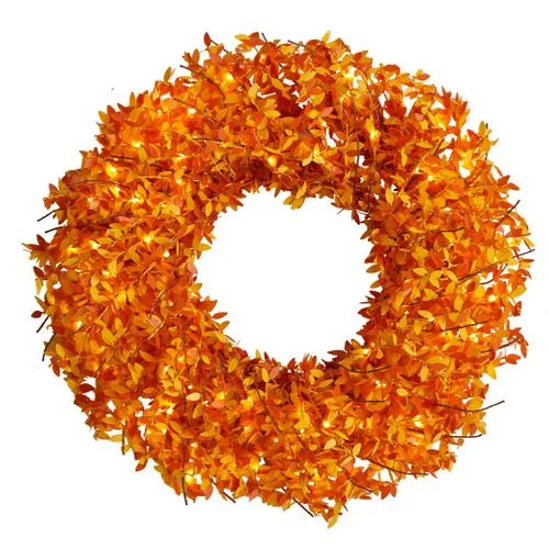 24" Harvest Fall Pre-Lit Wreath with 100 Micro Dot LED lightss