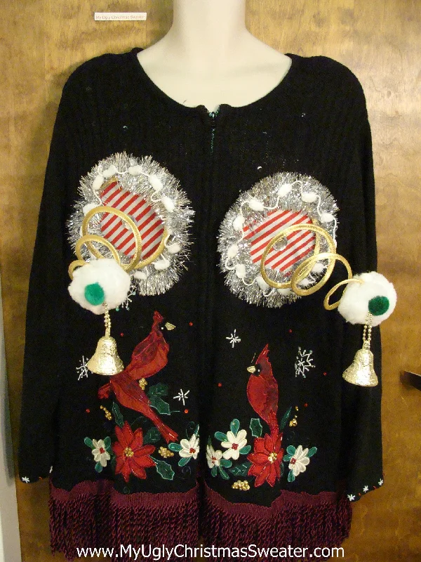Red Cardinal Birds Naughty Ugly Christmas Sweater