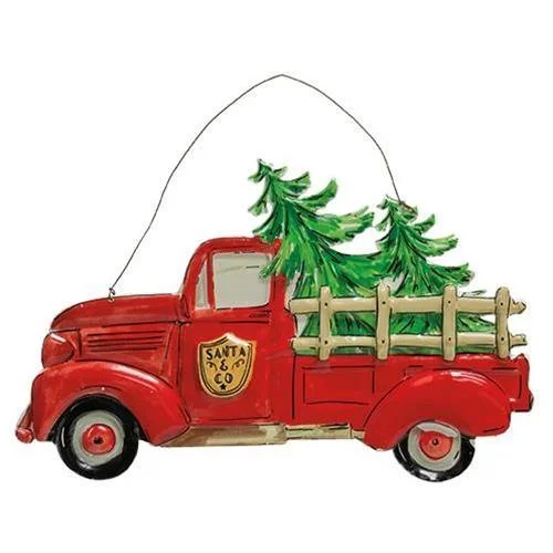 Christmas Village Scene Red Christmas Truck Hanger