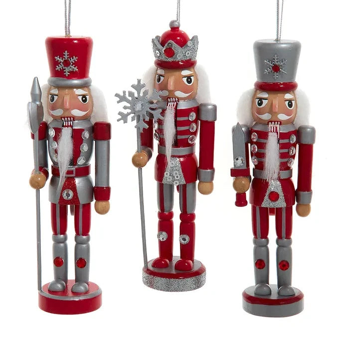 Christmas Storytelling Night Red & Silver Nutcracker Ornaments
