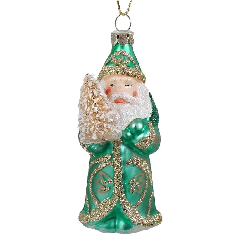 Christmas Tree Angel Regal Green Santa Ornament