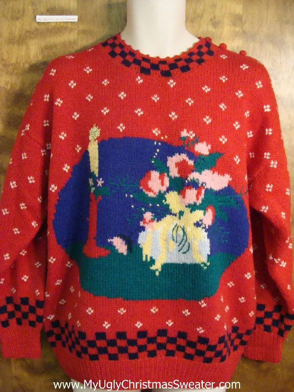 Christmas Nostalgic Moments Riduculous 80s Red Ugly Christmas Sweater