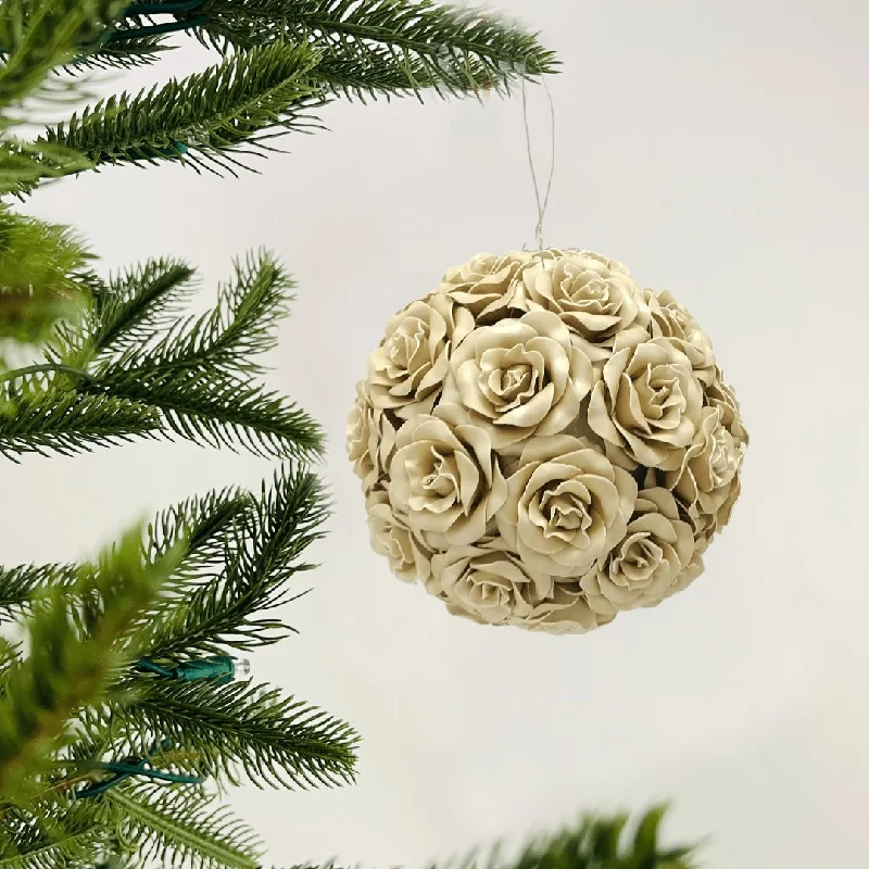 Christmas Cozy Fireplace Rose Flower Ornament