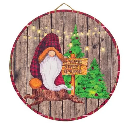 Christmas Joyful Laughter Rustic Gnome Sweet Gnome Round Sign