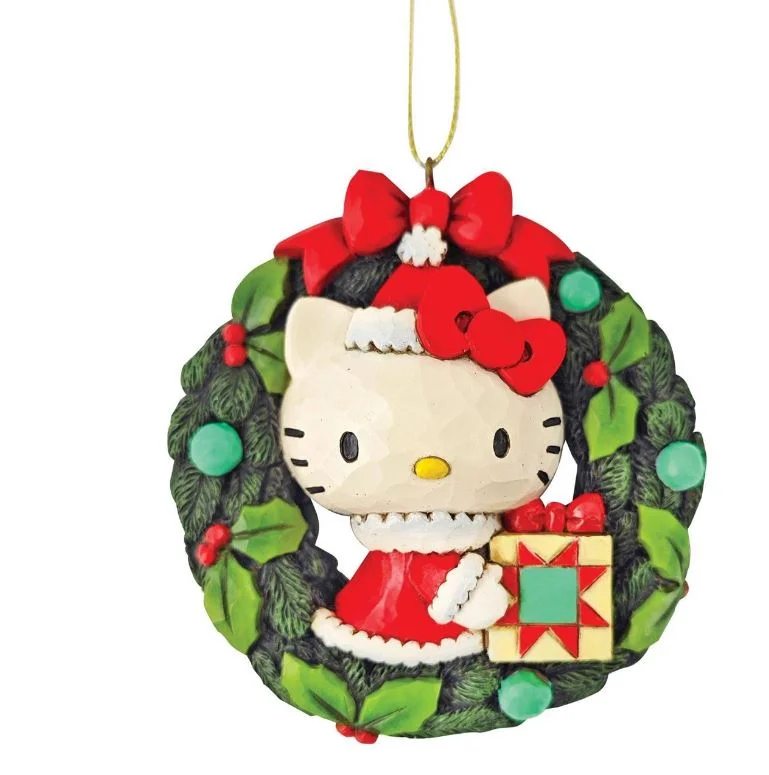 Christmas Tree Farm Sanrio 3.5" Hello Kitty Wreath Onament