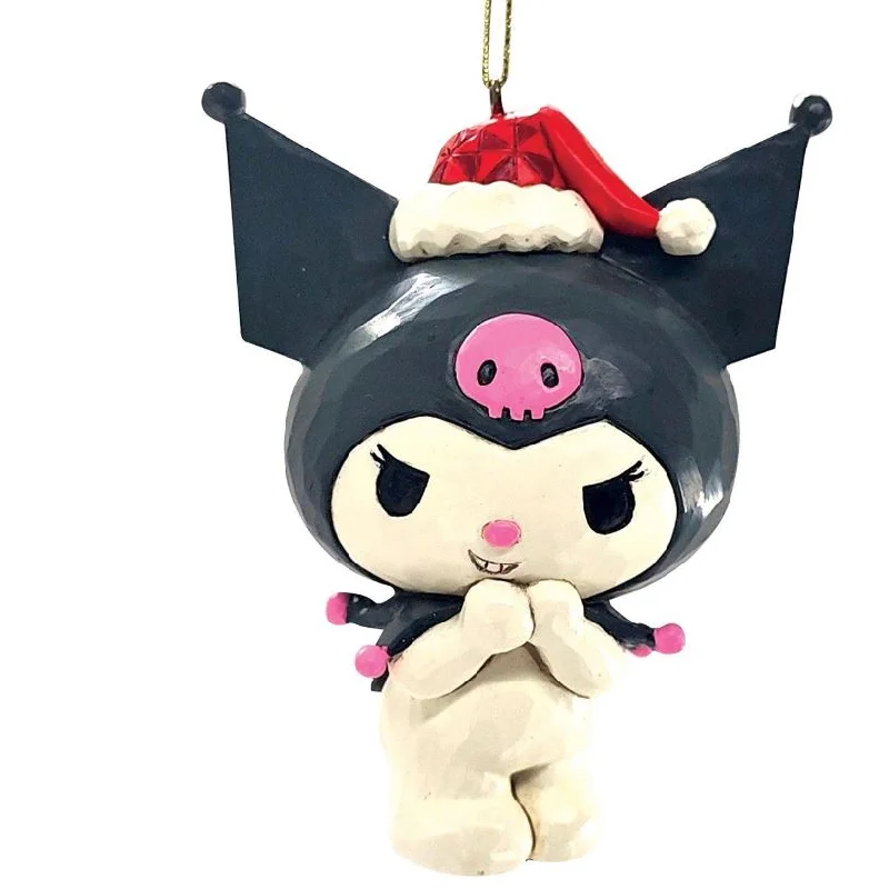 Christmas Reindeer Bells Sanrio 4" Kuromi in Santa Hat Ornament