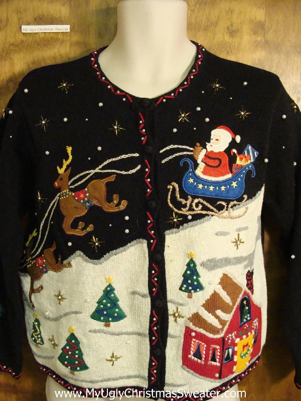 Christmas Cozy Sweaters Santa and Reindeer Ugly Christmas Sweater