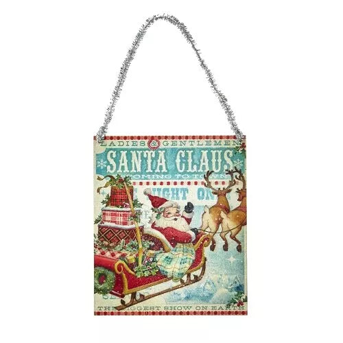 Christmas Snowy Windows Santa Claus is Coming to Town Plaque Ornament