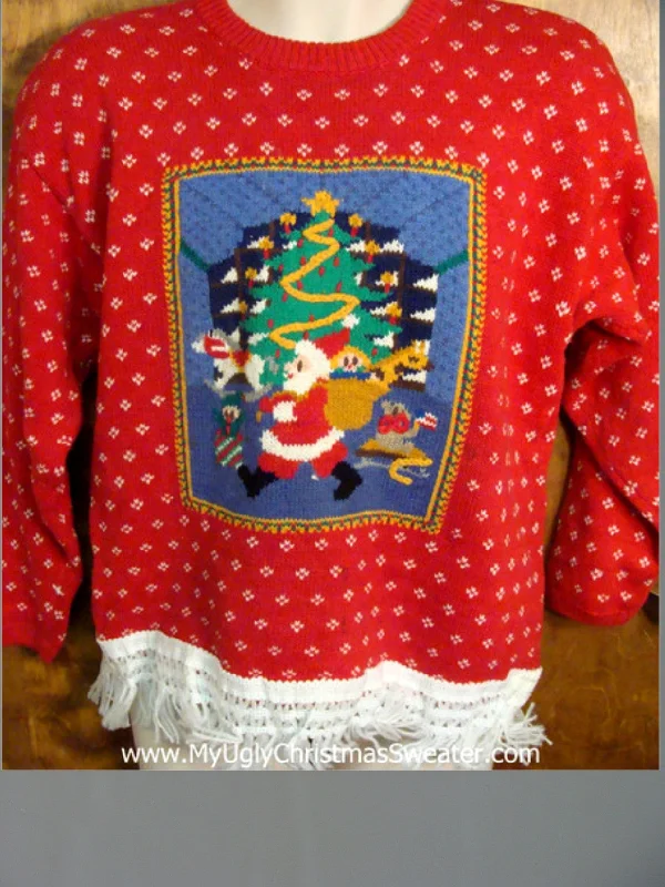 Christmas Holiday Festivities Santa Delivering Presents Ugly Christmas Jumper