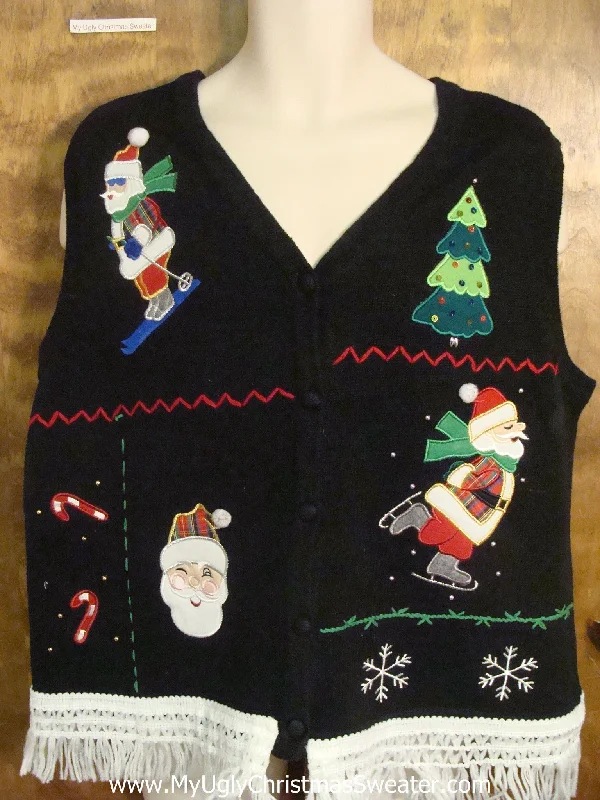 Christmas Beautiful Pine Trees Santa Having Fun Funny Christmas Sweater Vest
