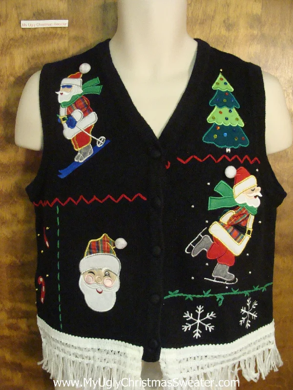 Christmas Homemade Cookies Santa Skiing Ugly Christmas Jumper Vest