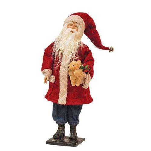 Christmas Cozy Weather Santa w/Bear & Train, 17"
