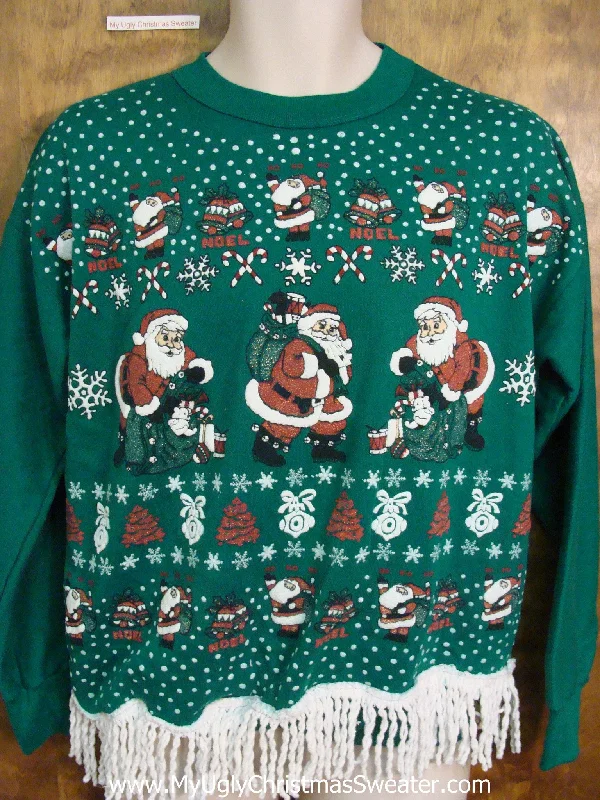Christmas Holiday Festivities Santacon Green 80s Funny Novelty Christmas Sweatshirt