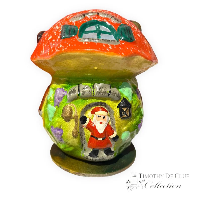 Christmas Snow Covered Village Santa's Forest Getaway Paper Mache Mushroom Candy Container - Antik Baubles Christmas Decor Christmas Snow Covered Village Santa's Forest Getaway Paper Mache Mushroom Candy Container - Antik Baubles Christmas Decor