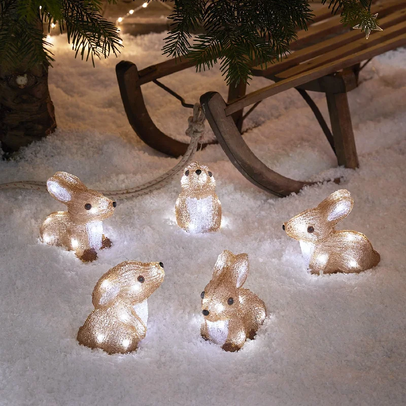Christmas Warm Drinks Set of 5 Bunny Outdoor Christmas Figures