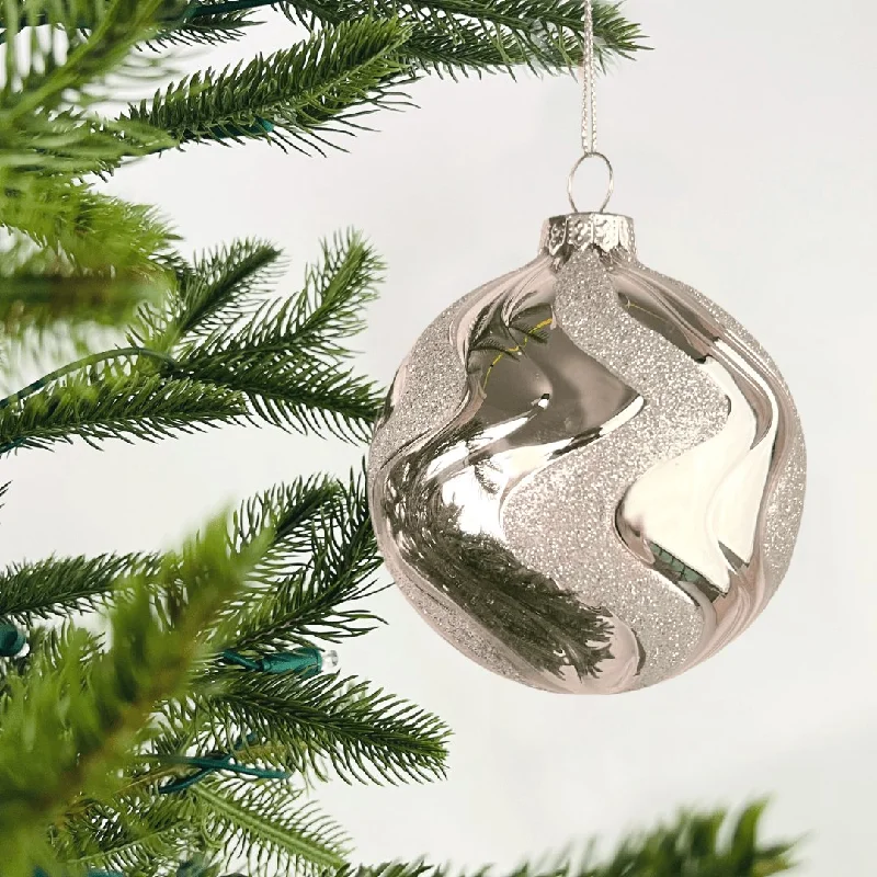Christmas Nostalgic Memories Silver Blended Ball Ornament