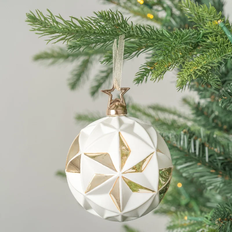 Christmas Reindeer Bells Silver Embossed Ball Ornament