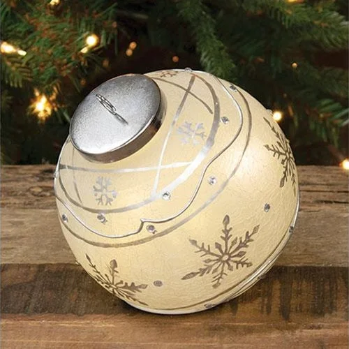 Silver Snowflake Light Up Ball Ornament