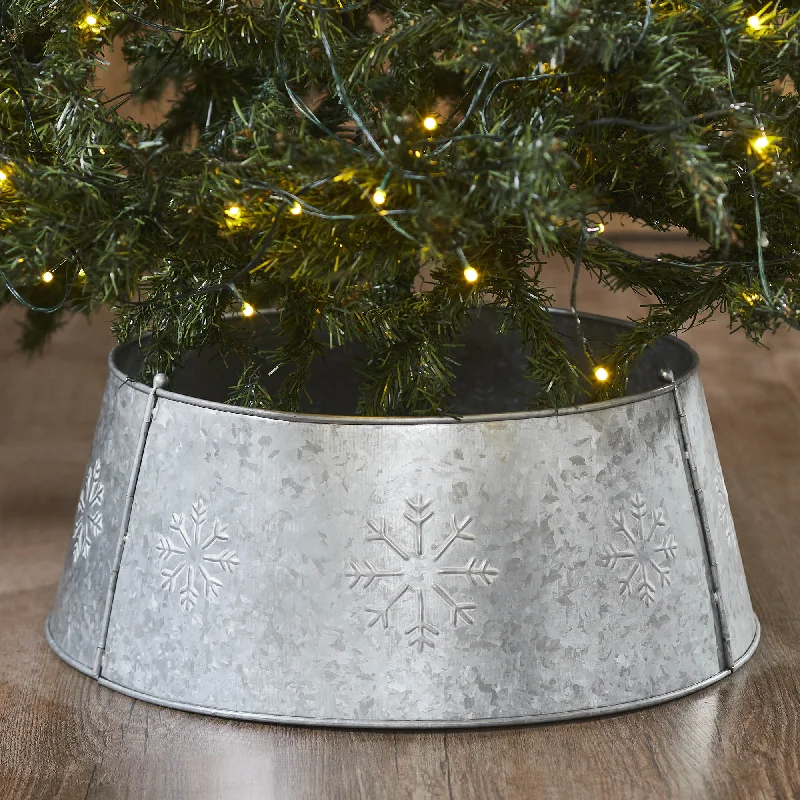 Snowflake Christmas Tree Collar Metal Galvanized 8x20x20 VHC Brands