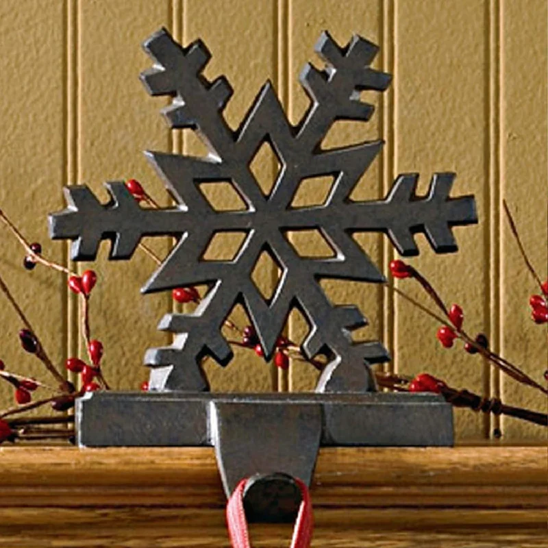 Snowflake Stocking Hanger Black - Iron Set of 2 Park Designs