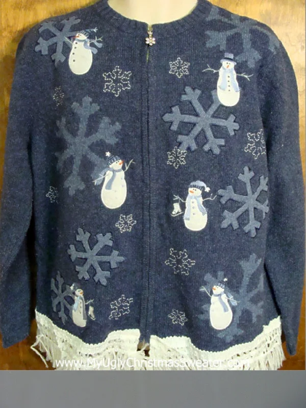 Christmas Winter Magic Snowflakes and Snowmen Ugly Christmas Jumper