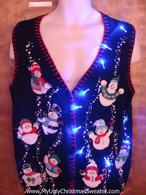 Snowman Bubbles Light Up Ugly Christmas Jumper