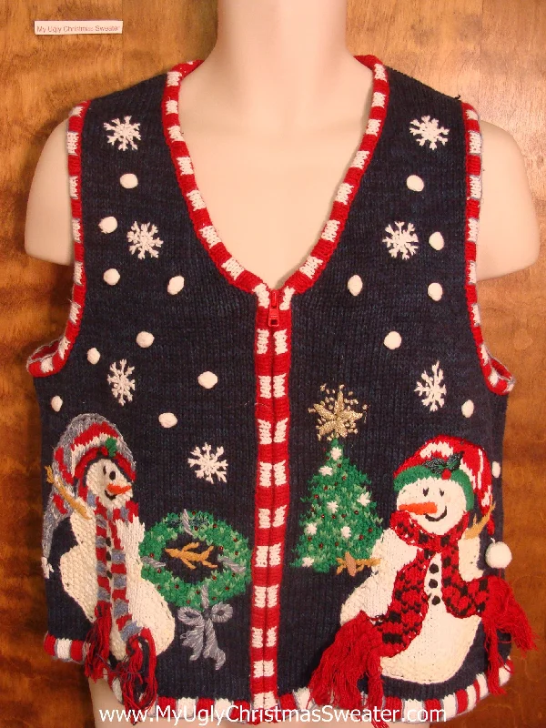 Christmas Baking Fun Snowman Couple Decorating Funny Christmas Sweater Vest