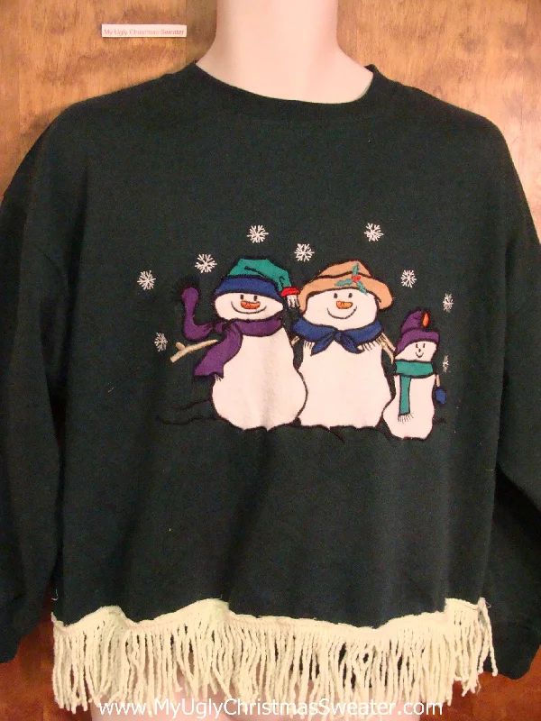 Christmas Ice Decorations Snowman Family Trio Funny Novelty Christmas Sweatshirt