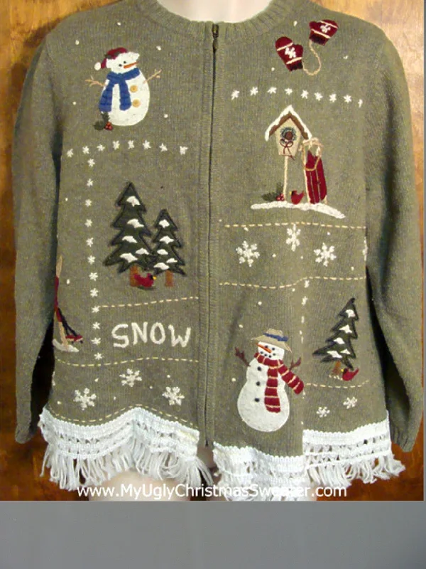 Christmas Cozy Evenings Snowmen Celebrating Snow Ugly Christmas Jumper