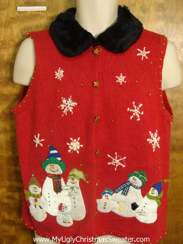 Christmas Cozy Blankets Snowmen Family Friends Funny Christmas Sweater Vest