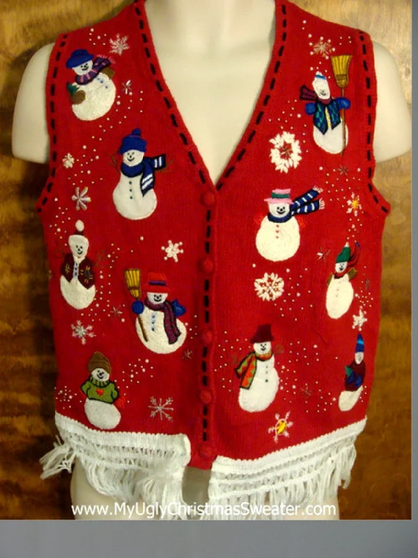 Christmas Tree Snowflakes Snowmen Friends Funny Christmas Sweater Vest