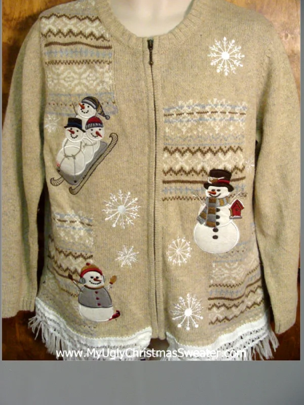 Christmas Winter Festival Snowmen Friends Playing Outside Ugly Christmas Jumper
