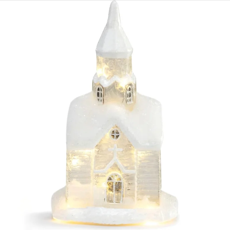 Christmas North Pole Snowy LED Village Glass Church