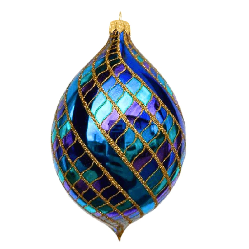 Christmas Magical Night Stardust Spinner Blown Glass Christmas Ornament