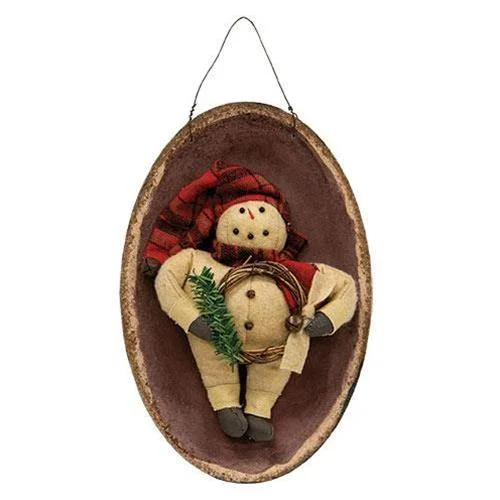 Christmas Carol Singing Stocking Hat Snowman on Plate