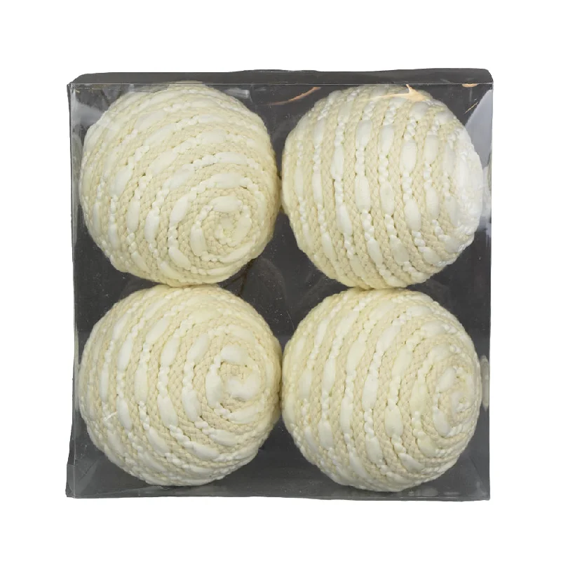 Christmas Cozy Sweaters Stripe Ball - White/Cream (Box of 4)