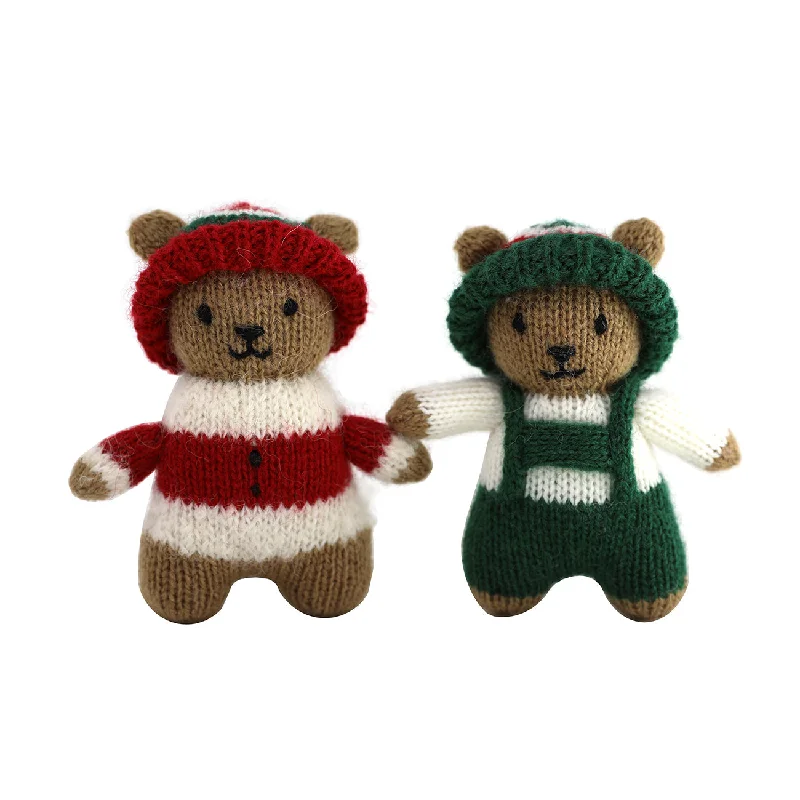 Christmas Winter Forest Swiss Christmas Bears Ornaments, Set of 2