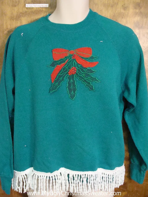 Christmas Cozy Weather Tacky Bow and Greenery Funny Novelty Christmas Sweatshirt