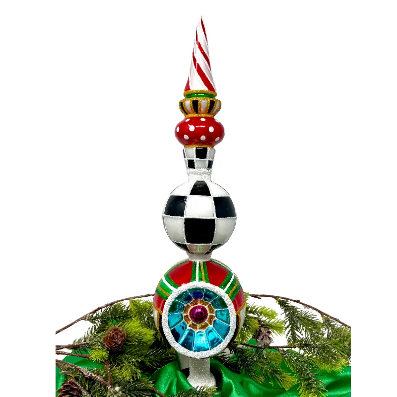 Christmas Homemade Cookies Tartan Blown Glass Christmas Tree Topper