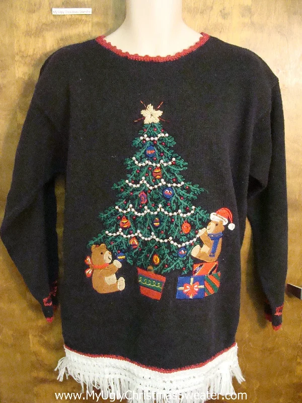 Christmas Festive Atmosphere Teddy Bear Decorating Tree Ugly Christmas Jumper