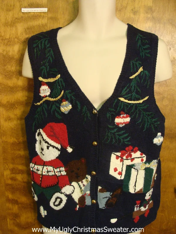 Christmas Homemade Crafts Teddy Bear Presents Funny Christmas Sweater Vest