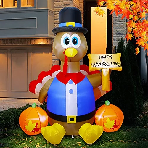 Christmas Family Fun Night Thanksgiving Day Inflatable Turkey (Turkey with Happy Thanksgiving Day)
