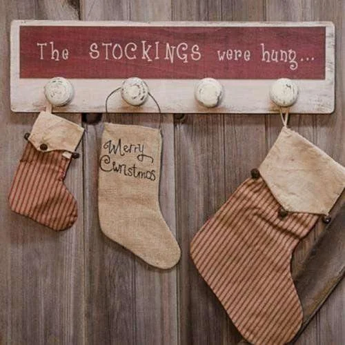 Christmas Cozy Weather The Stockings Were Hung Sign - Stocking Hanger
