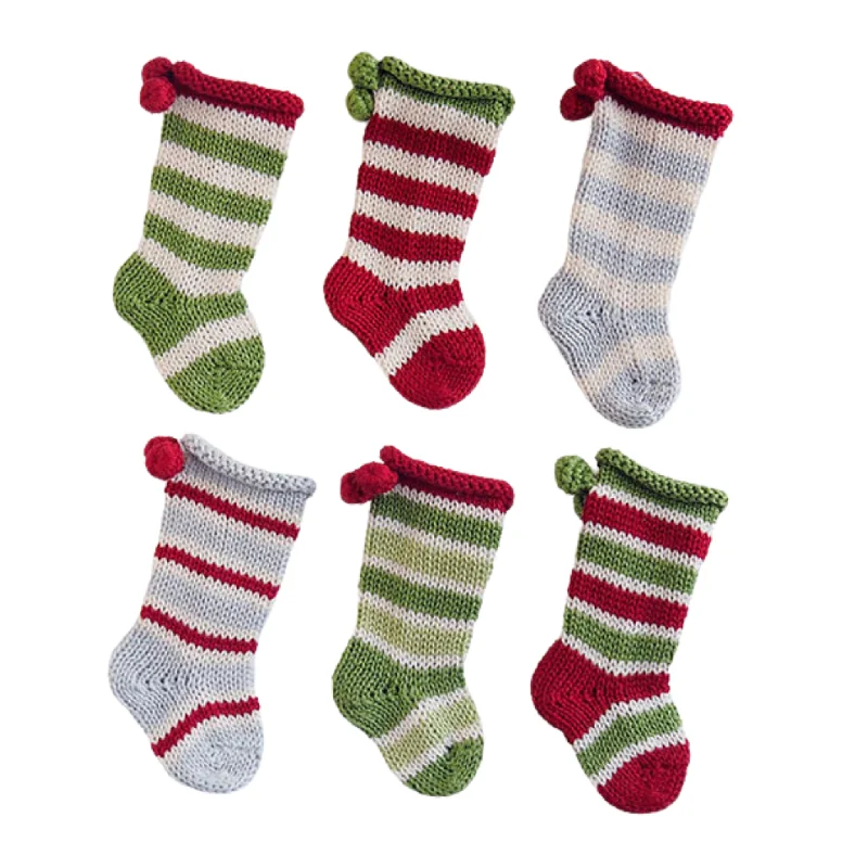Christmas Cozy Blankets Tiny Stocking Ornaments, Set of 6