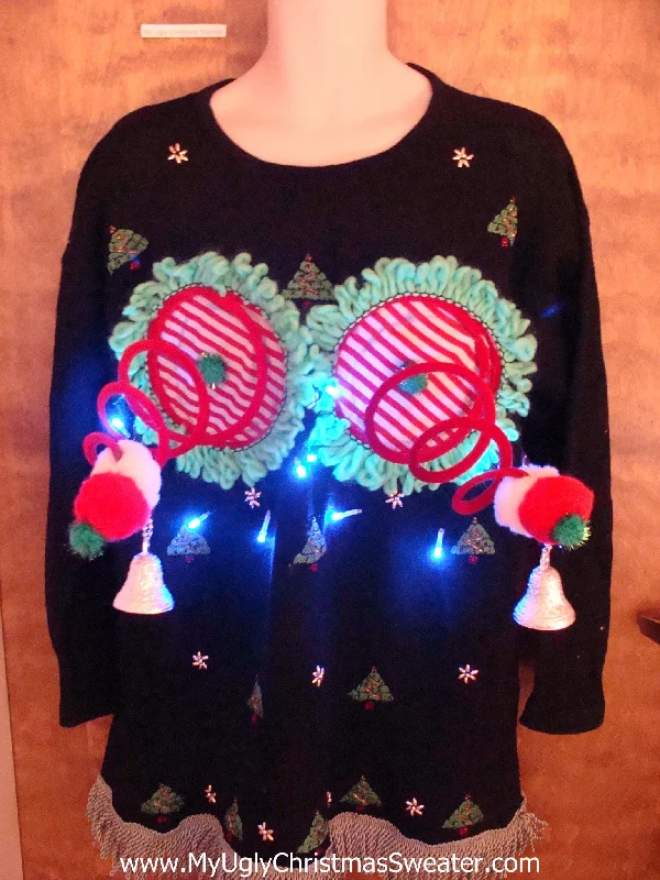 Christmas Family Gathering Trees and Wreaths Light-up Naughty Ugly Christmas Sweater