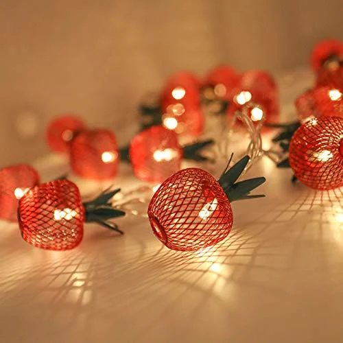 Christmas Festive Atmosphere 10 LED Apple String Lights - Metal Mesh - Battery Operated - Fairy String Lights - 1 Pack